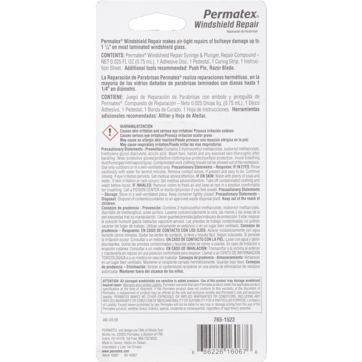 Permatex 16067 Windshield Repair Kit, 0.10 fl oz